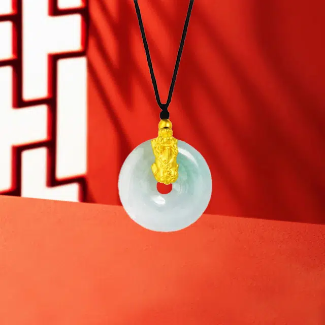 鸳鸯金楼 新中式国潮设计 财运滚滚 古典风 招财纳福 足金 一口价 黄金项链 男女同款情侣款