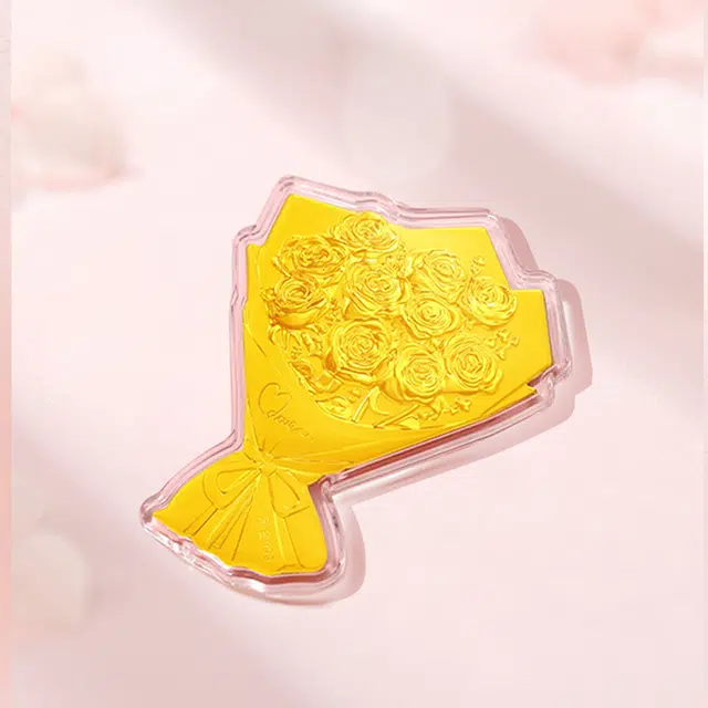 鸳鸯金楼 玫瑰花束 中式国潮风告白好礼 浪漫表白 储值纪念品收藏增值储蓄理财 足金 投资类 金条/金币/金章 男女同款情侣款