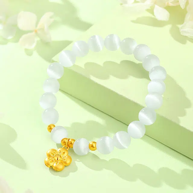 鸳鸯金楼 桃花手饰 清冷感 甜美可爱 小众设计不撞款 轻奢贵气高级 日常通勤夏日精致单品#好运 足金 一口价 黄金手串 女款