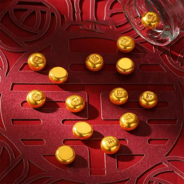 鸳鸯金楼 财富豆  花样储蓄存钱保值收藏理财  攒钱转运珠聚财进宝 一天一粒一起暴富#好运 足金 投资类 黄金金豆 男女同款情侣款