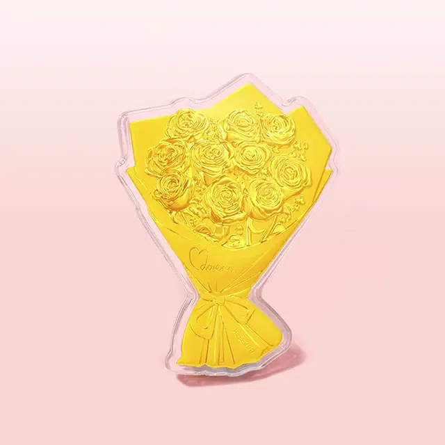 鸳鸯金楼 玫瑰花束 中式国潮风告白好礼 浪漫表白 储值纪念品收藏增值储蓄理财 足金 投资类 金条/金币/金章 男女同款情侣款