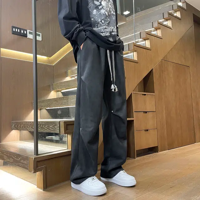 悍戈 美式复古扎染脏脏裤 宽松褶皱设计 运动日常百搭休闲裤 男女同款