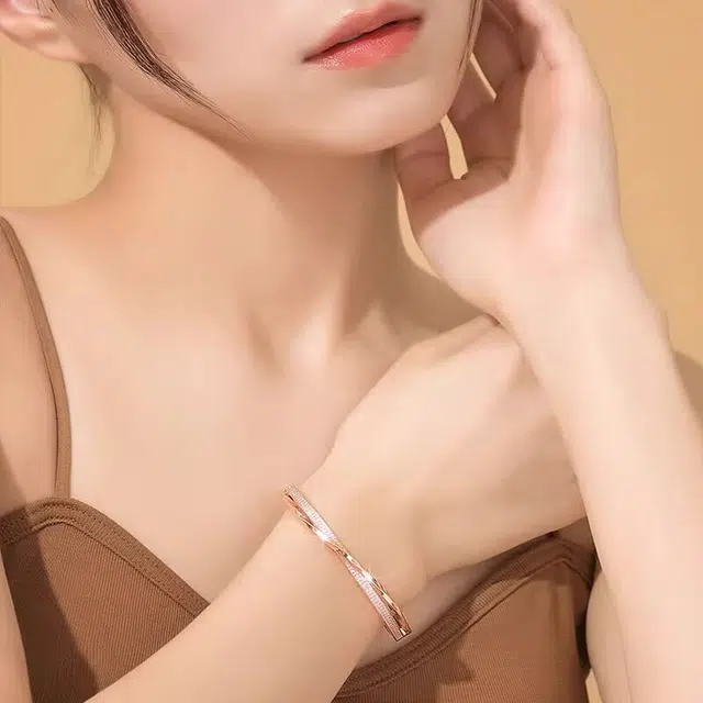 纪铂梵 满天星莫比乌斯环素圈简约  设计 铜 手镯 女款