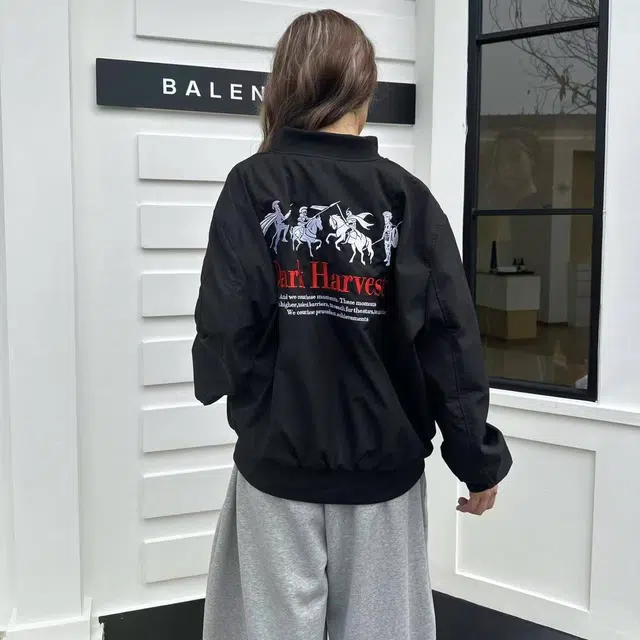 悍戈 秋季美式街头战马刺绣飞行宽松高街潮牌情侣百搭休闲外套卫衣 男女同款