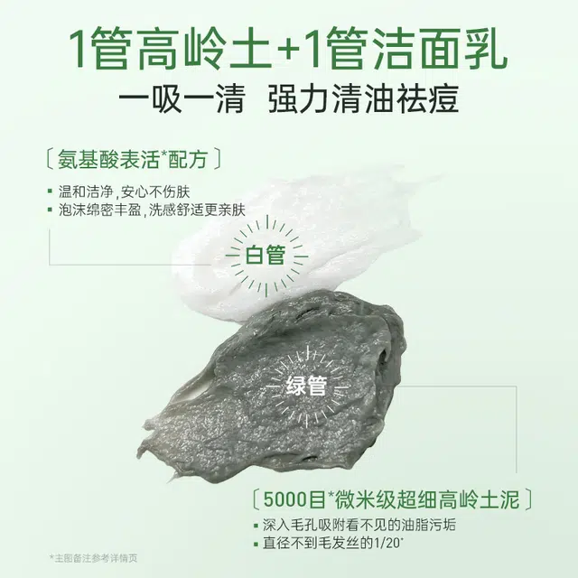 膜法世家 绿豆祛痘控油双管洁面膏洗面奶 祛痘舒缓控油清洁 油性肤质混合肌中性肌