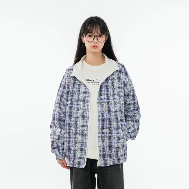 雅鹿 两面穿宽松格子百搭时尚双面穿休闲潮流夹克外套 男女同款