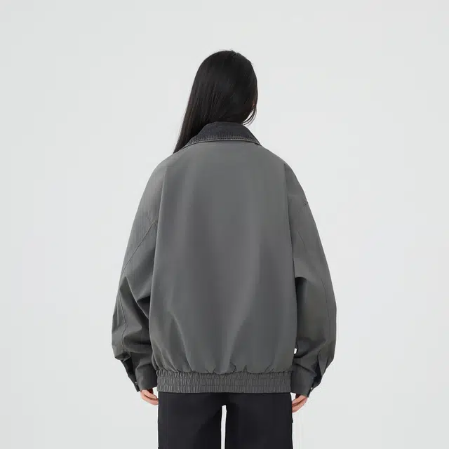 雅鹿 美式复古高街风假两件翻领基础款休闲宽松长袖简约设计时尚舒适防风纯色夹克外套 男女同款
