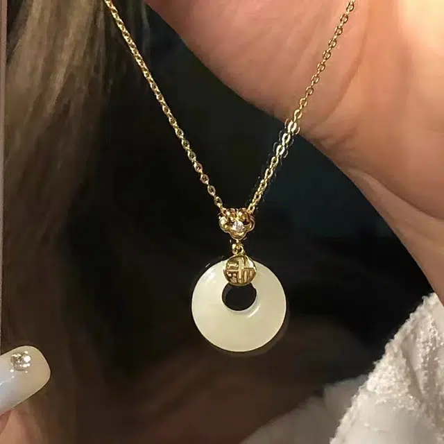 【福气满满】 琢玉居 新中式国潮 福牌平安扣 小众设计 轻奢高级感 锁骨链 可调节 琉璃 项链 男女同款情侣款