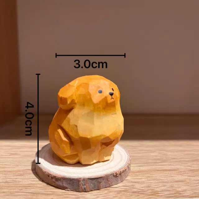 琢玉居 小金毛 狗狗 可爱萌趣动物 实木雕刻 柴木 摆件 男女同款情侣款