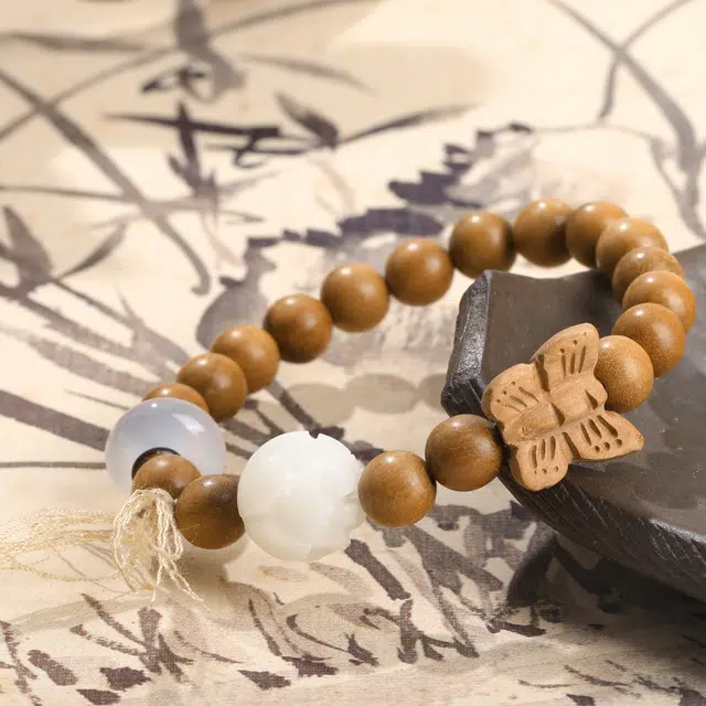 琢玉居 蝴蝶莲花 好运莲莲 小众复古国潮 招财转运 好运 桃木 手串 男女同款情侣款