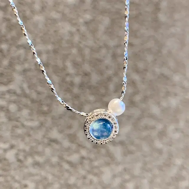 琢玉居 海蓝吊坠 精致高级感设计 小众轻奢 日常百搭配饰 学生 琉璃 项链 女款