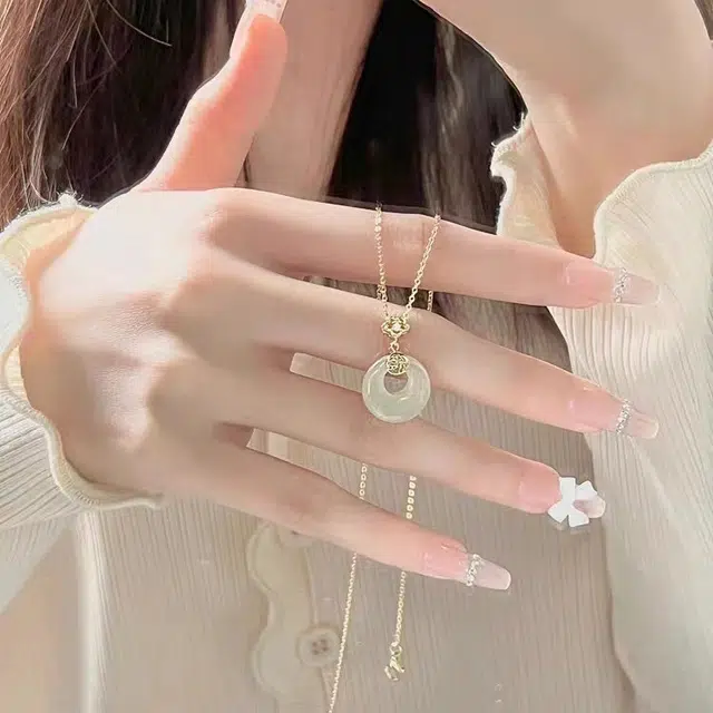 【福气满满】 琢玉居 新中式国潮 福牌平安扣 小众设计 轻奢高级感 锁骨链 可调节 琉璃 项链 男女同款情侣款