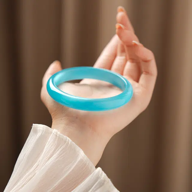 【收藏赠精致小元宝】 琢玉居 新中式古典白月光 学院风 冰沁海月 夏日显白 温婉高级感 好运 旗袍汉服配饰 琉璃 手镯 女款