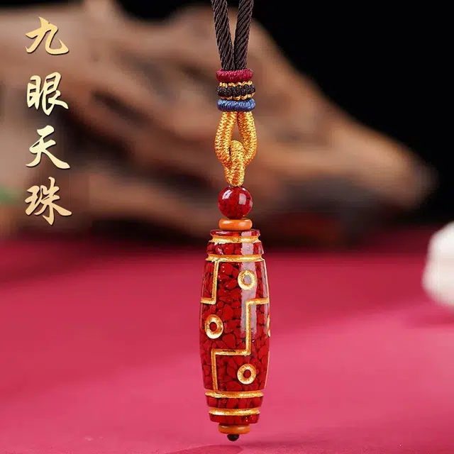琢玉居 烫金藏式九眼天珠不掉色天珠本命年#好运 琉璃 吊坠 男女同款情侣款
