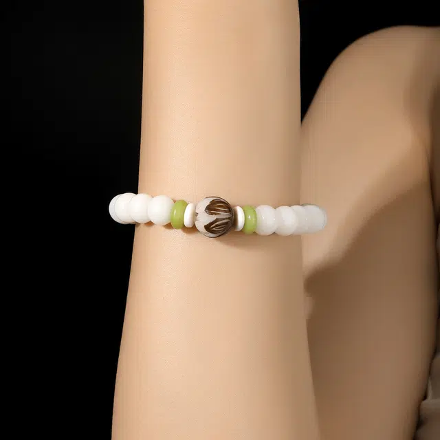 琢玉居 复古国潮 转运珠 文玩佛珠 念珠把件 #进步 上岸 白玉菩提 手串 男女同款情侣款