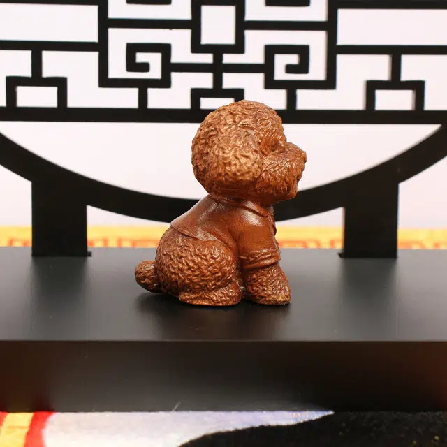 琢玉居 可爱泰迪小狗 桌面实木精雕#好运 檀木 摆件 男女同款情侣款