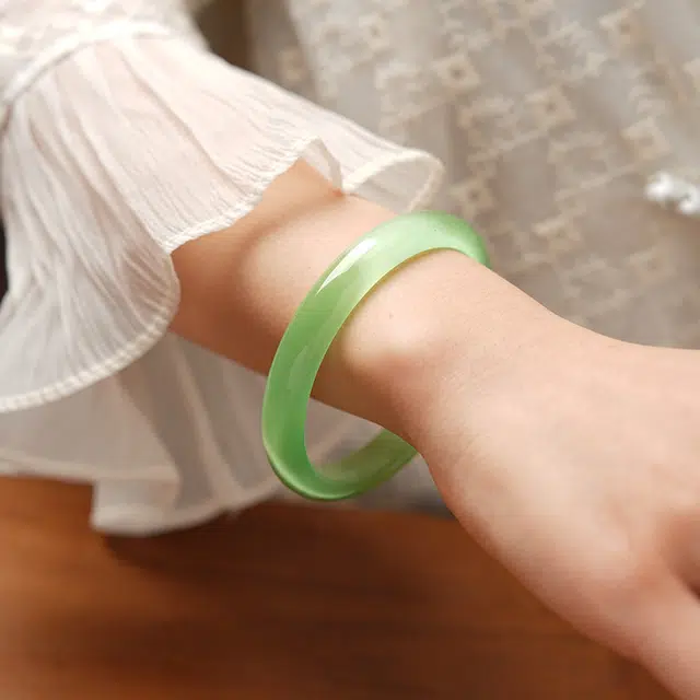 【收藏赠精致小元宝】 琢玉居 新中式古典白月光 学院风 微光薄荷 夏日显白 温婉高级感 好运 旗袍汉服配饰 琉璃 手镯 女款