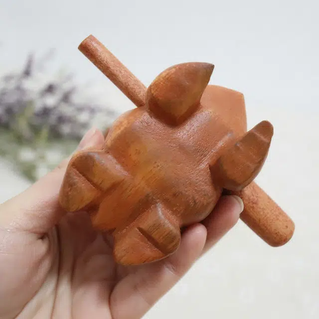 【可发声 听取蛙声一片】 琢玉居 青蛙木雕 手工雕刻 木鱼 创意发声玩具 柴木 摆件 男女同款情侣款
