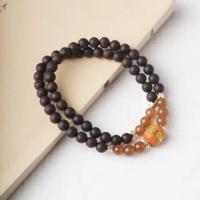 書卓 经典复古风搭配串国潮佛珠平安双圈#好运 复古文玩 降真香 手串 男女同款情侣款