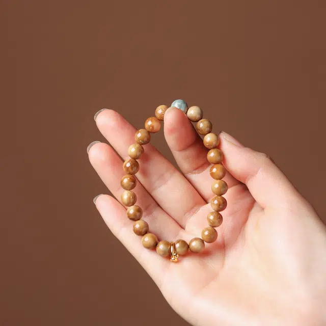 書卓 楼兰戈壁色 顶级妖飘花 搭配阿拉善彩玉 新中式饰品念珠 平安福#好运 库克 手串 男女同款情侣款