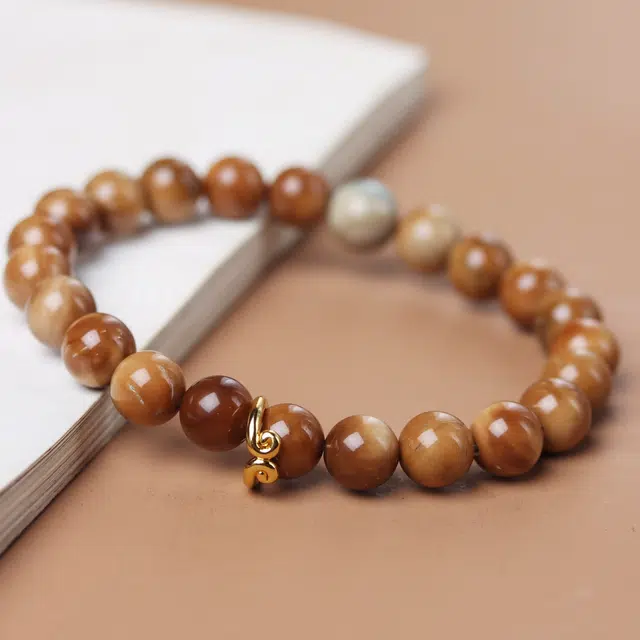 書卓 楼兰戈壁色 顶级妖飘花 搭配阿拉善彩玉 新中式饰品念珠 平安福#好运 库克 手串 男女同款情侣款