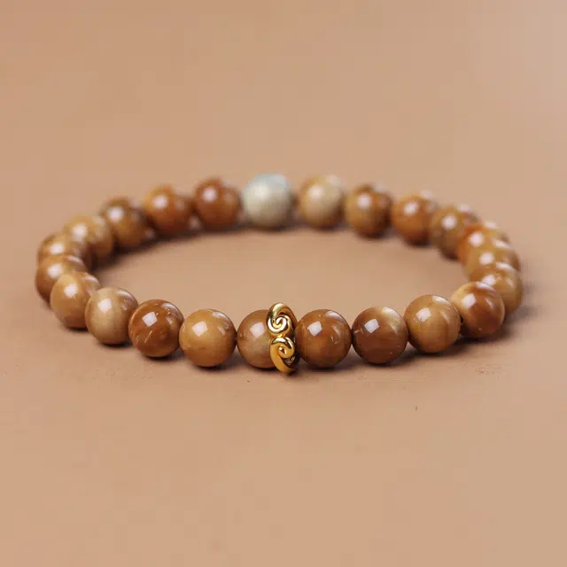 書卓 楼兰戈壁色 顶级妖飘花 搭配阿拉善彩玉 新中式饰品念珠 平安福#好运 库克 手串 男女同款情侣款