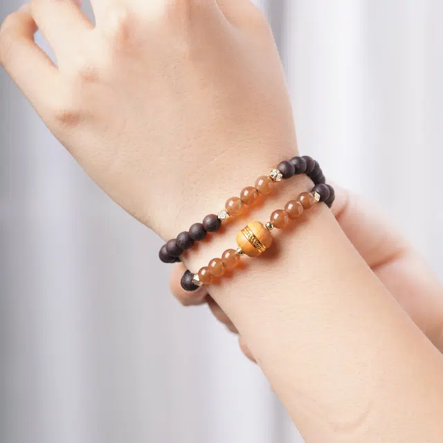 書卓 经典复古风搭配串国潮佛珠平安双圈#好运 复古文玩 降真香 手串 男女同款情侣款