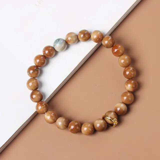書卓 楼兰戈壁色 顶级妖飘花 搭配阿拉善彩玉 新中式饰品念珠 平安福#好运 库克 手串 男女同款情侣款