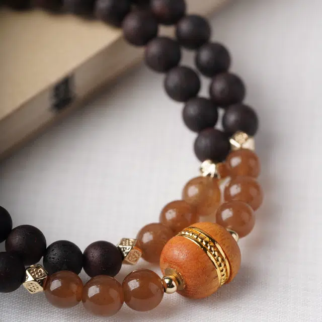 書卓 经典复古风搭配串国潮佛珠平安双圈#好运 复古文玩 降真香 手串 男女同款情侣款