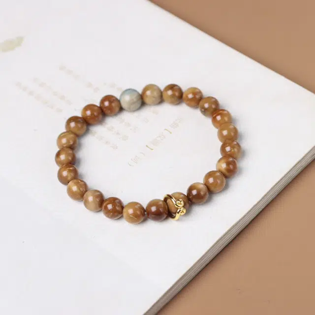 書卓 楼兰戈壁色 顶级妖飘花 搭配阿拉善彩玉 新中式饰品念珠 平安福#好运 库克 手串 男女同款情侣款