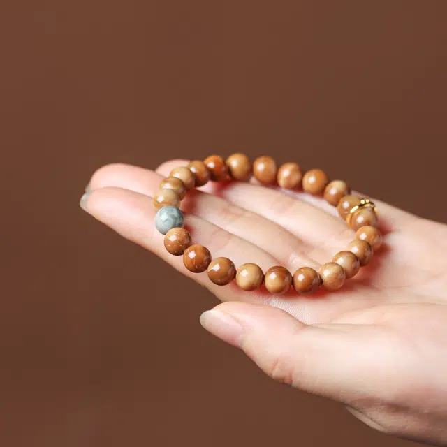 書卓 楼兰戈壁色 顶级妖飘花 搭配阿拉善彩玉 新中式饰品念珠 平安福#好运 库克 手串 男女同款情侣款