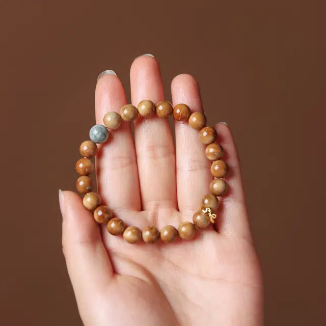 書卓 楼兰戈壁色 顶级妖飘花 搭配阿拉善彩玉 新中式饰品念珠 平安福#好运 库克 手串 男女同款情侣款