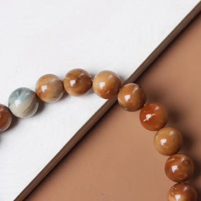 書卓 楼兰戈壁色 顶级妖飘花 搭配阿拉善彩玉 新中式饰品念珠 平安福#好运 库克 手串 男女同款情侣款