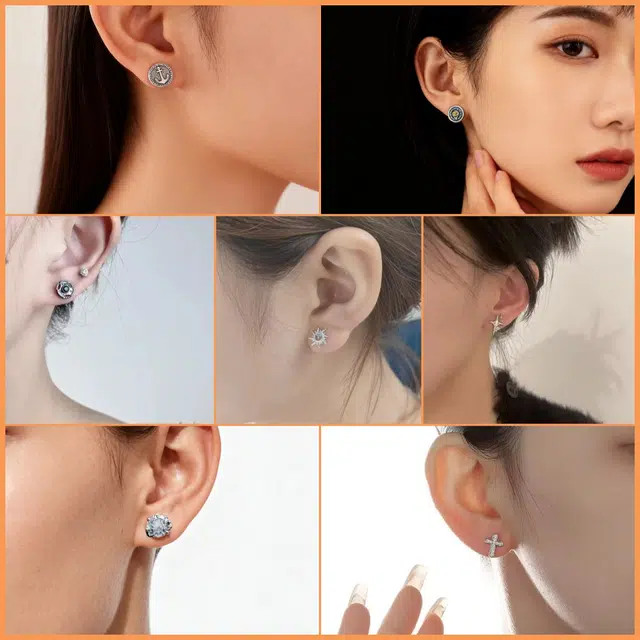 耳玺 美式复古高街嘻哈耳饰小清新氛围感花朵日常轻奢配饰 多色水晶 耳钉 男女同款情侣款