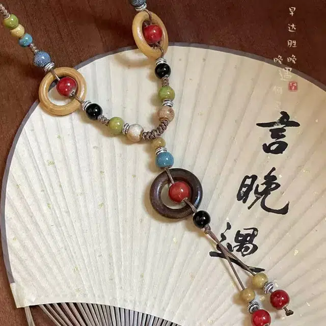 耳玺 民族风禅意编织高级感新中式国潮纳福招财文玩复古吉祥如意平安顺遂#好运#吉祥 檀木 项链 男女同款情侣款