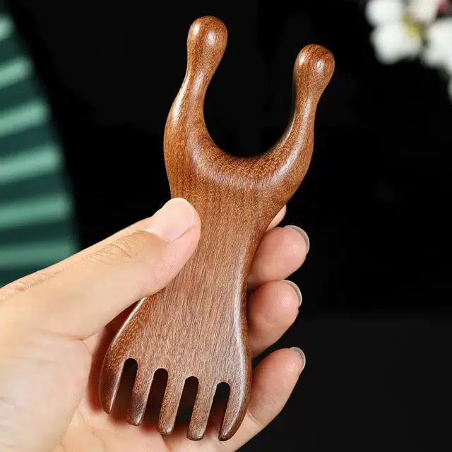 耳玺 虎爪按摩梳耙子面部点穴工具鼻刮脸部经络刷复古实木宅家养生创意配饰#好运 檀木 木作 男女同款情侣款