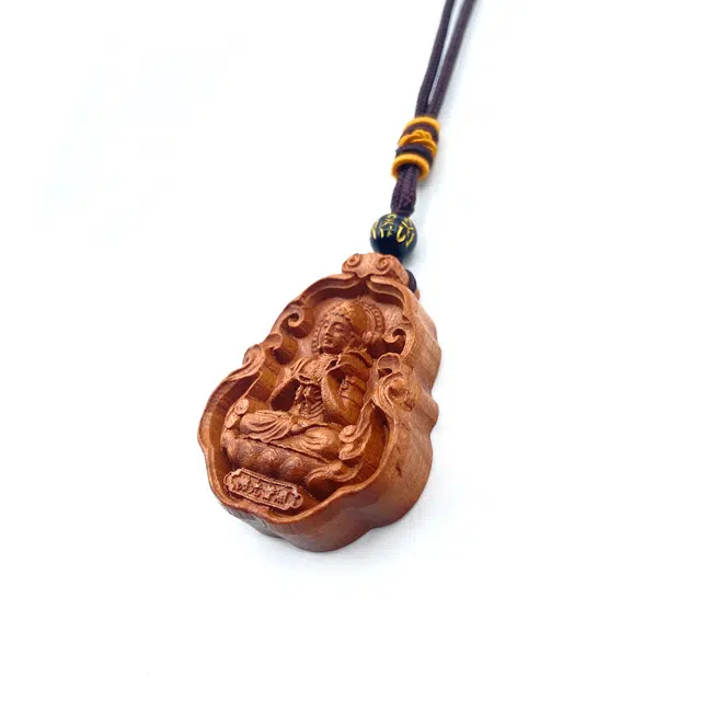 耳玺 雕刻佛像好运连连吉祥如意国潮新中式复古小众设计招财纳福助力学业事业上岸六字真言#好运#吉祥 桃木 项链 男女同款情侣款