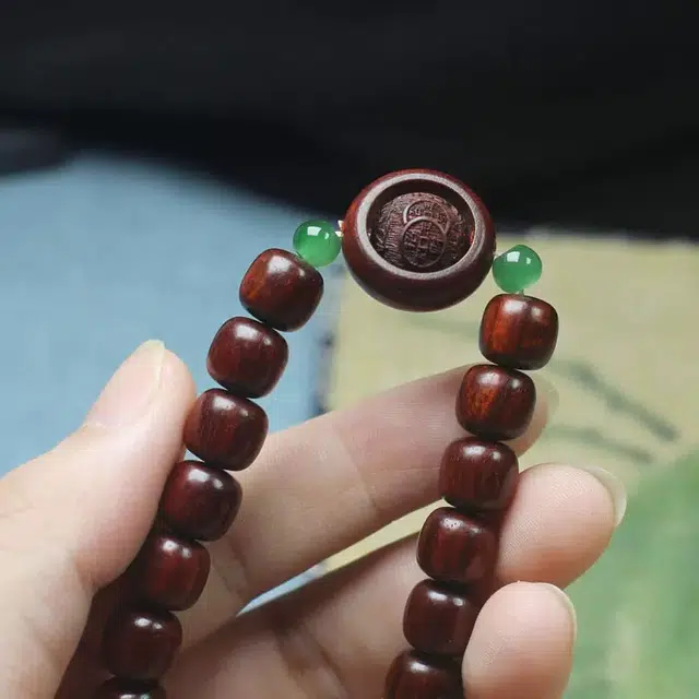 耳玺 老型桶珠运转跑环新中式国潮纳福招财文玩复古转运珠好运礼小众创意考公考研上岸转运珠配饰 紫檀属 木作手串 男女同款情侣款