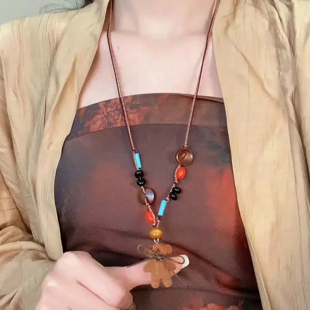 耳玺 古风设计小众百搭新中式国潮纳福招财吉祥如意平安顺遂#好运#吉祥 檀木 木作项链 女款