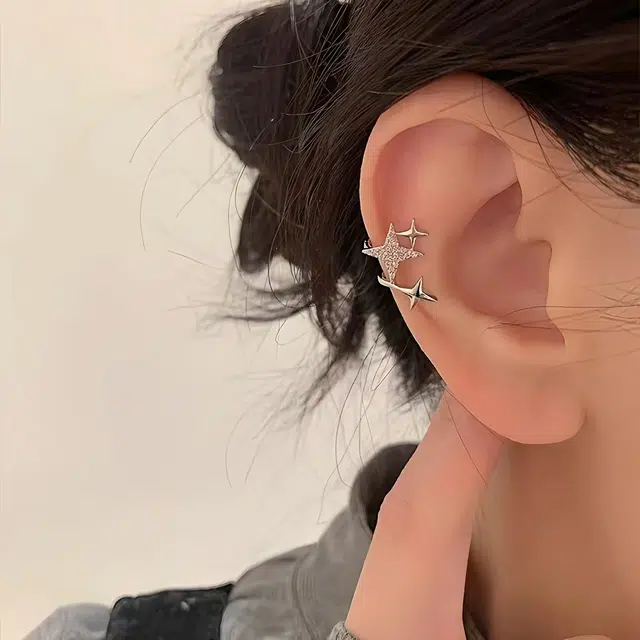 耳玺 超闪星星无耳洞小众创意设计感美式街头潮酷气质中性痞帅 铜 耳夹 男女同款情侣款