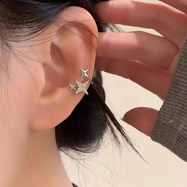 耳玺 超闪星星无耳洞小众创意设计感美式街头潮酷气质中性痞帅 铜 耳夹 男女同款情侣款