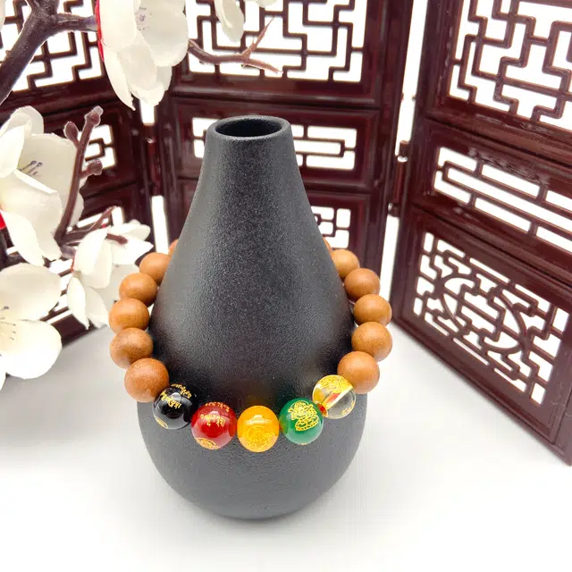耳玺 礼节五路财神中国风木质古风文艺文玩佛珠中式小众创意考公考研上岸转运珠#好运 桃木 手串 男女同款情侣款