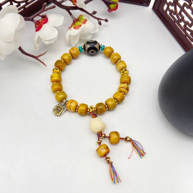 耳玺 藏式复古民族风盘玩骨头藏族念珠文玩小众个性创意设计古风考公考研上岸转运珠#好运 菩提根 手串 男女同款情侣款