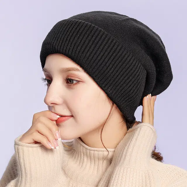 俞兆林 秋冬季 保暖 双层 纯色宽松 盖耳朵 显脸小 聚酯纤维 绒线帽 男女同款情侣款