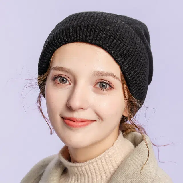 俞兆林 秋冬季 保暖 双层 纯色宽松 盖耳朵 显脸小 聚酯纤维 绒线帽 男女同款情侣款