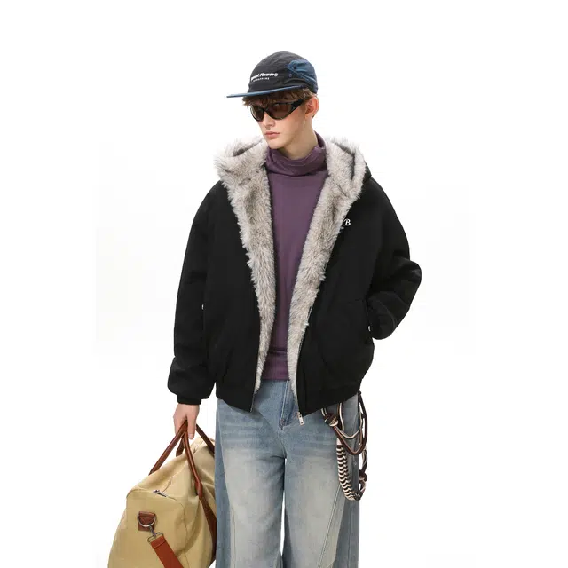 普鲁士多特蒙德 座山雕毛领连帽保暖棉服 男女同款