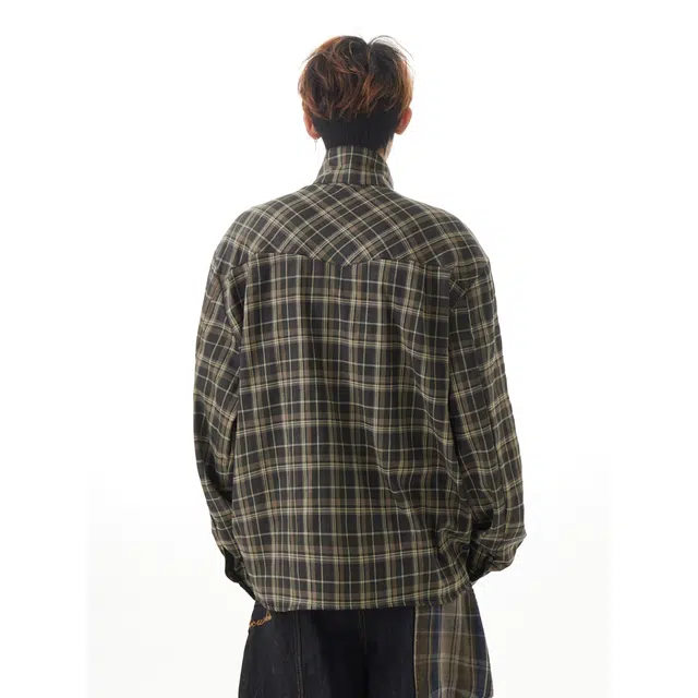 普鲁士多特蒙德 美式复古高领拉链衬衫 男女同款