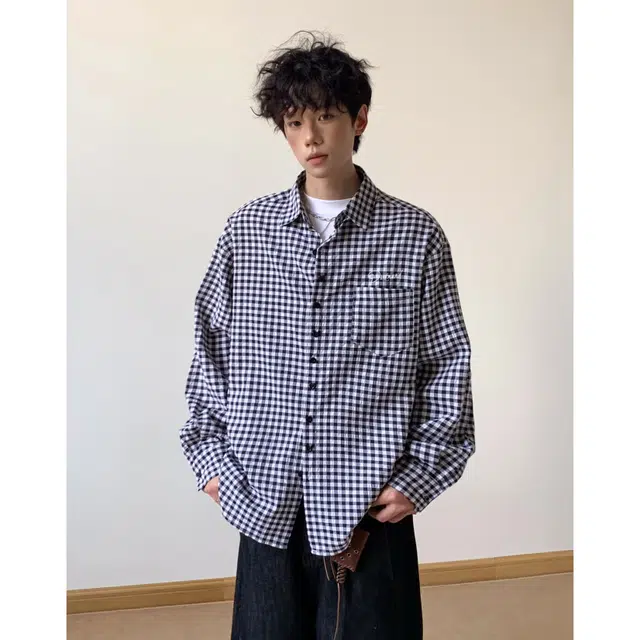 普鲁士多特蒙德 美式街头趣味纽扣多巴胺格子衬衫 男女同款