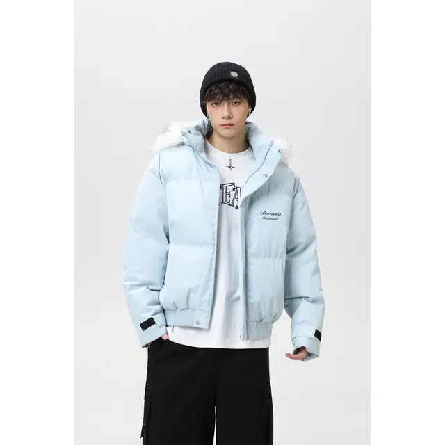 普鲁士多特蒙德 高街座山雕毛领连帽保暖棉服 男女同款