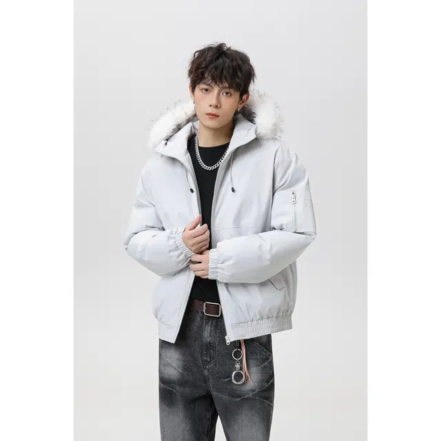 普鲁士多特蒙德  美式高街冬季连帽保暖大毛领工装派克棉衣棉服 男女同款